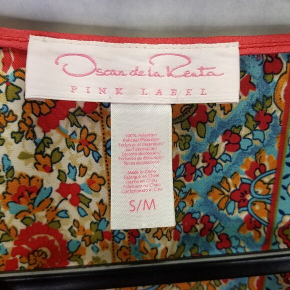 Oscar de la Renta Robe Women S/M Pink Label Paisley Loungewear Satin Knee Length - Picture 11 of 16